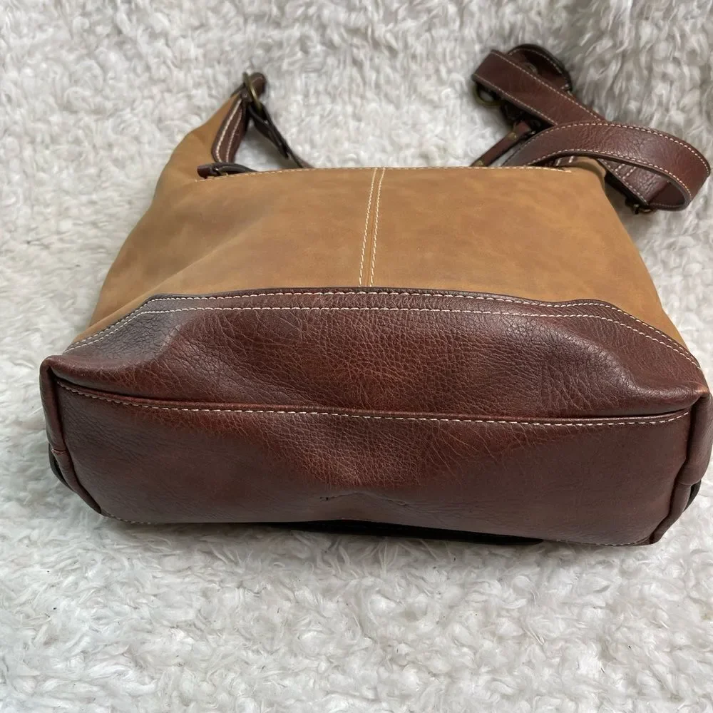Concept Plattsburg Hobo two tone brown faux leather antique brass hardwares